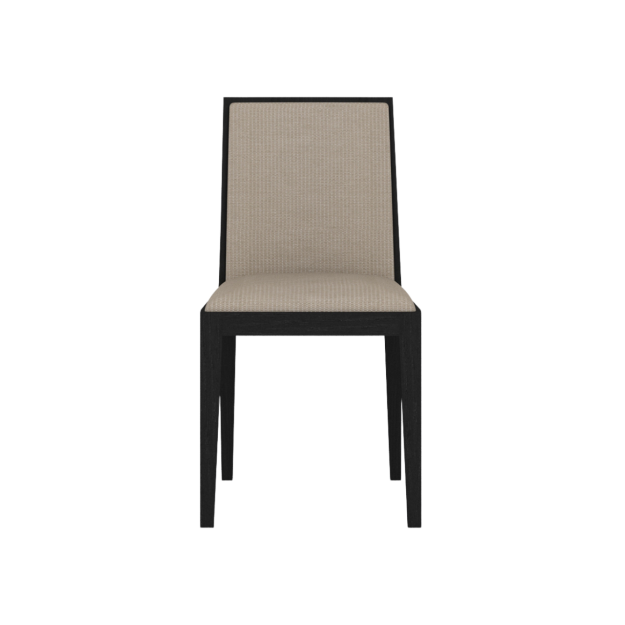 Shop Lotus Dining Chair, a perfect combination of style and comfort, in black wood finish with beige fabric seat and back rest. Shop online today at www.nobleandnook.co.uk