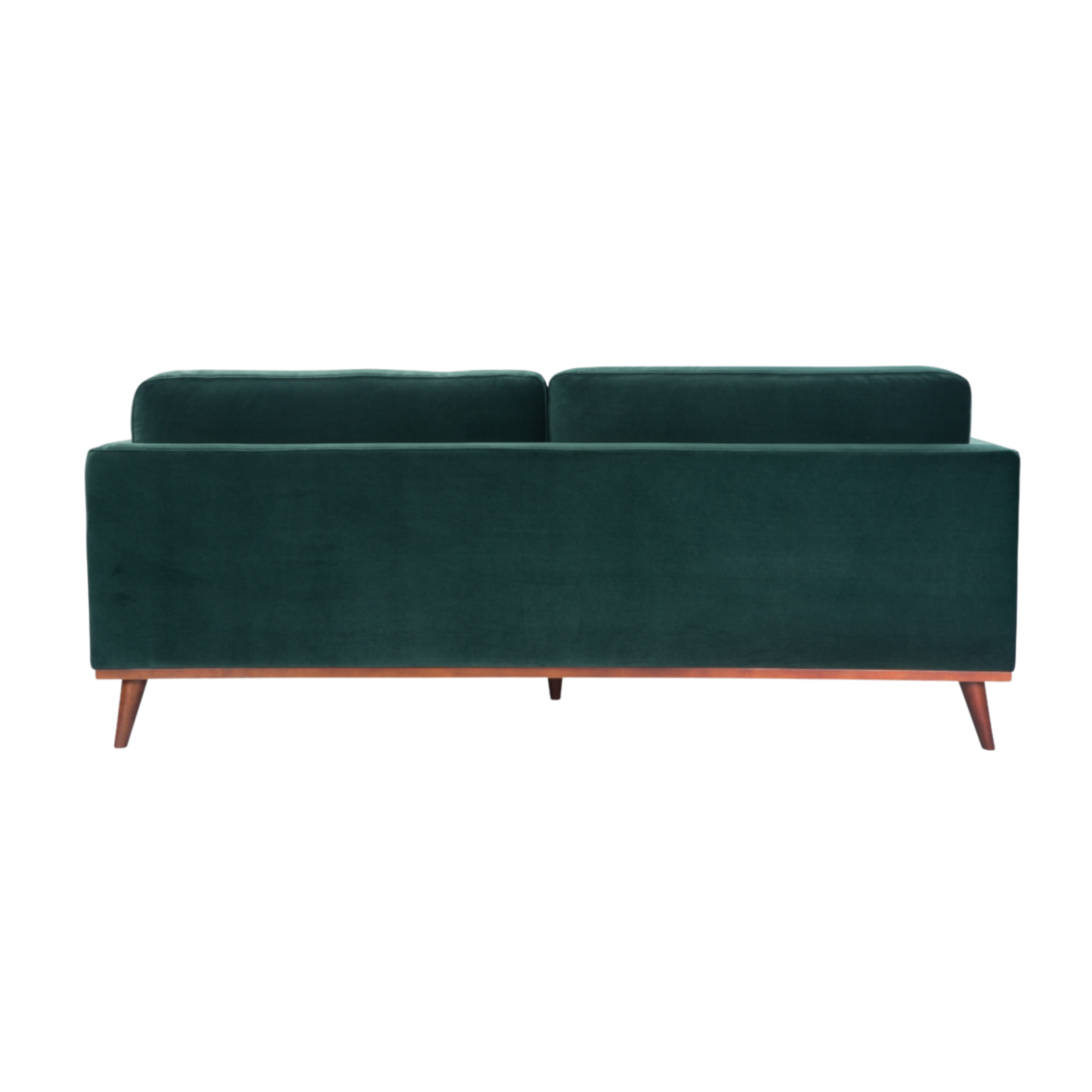 Shop the Mickey 3 Seat Sofa in a fashionable Emerald Green velvet with tapered walnut legs. This is a contemporary masterpiece. Shop online today at www.nobleandnook.co.uk