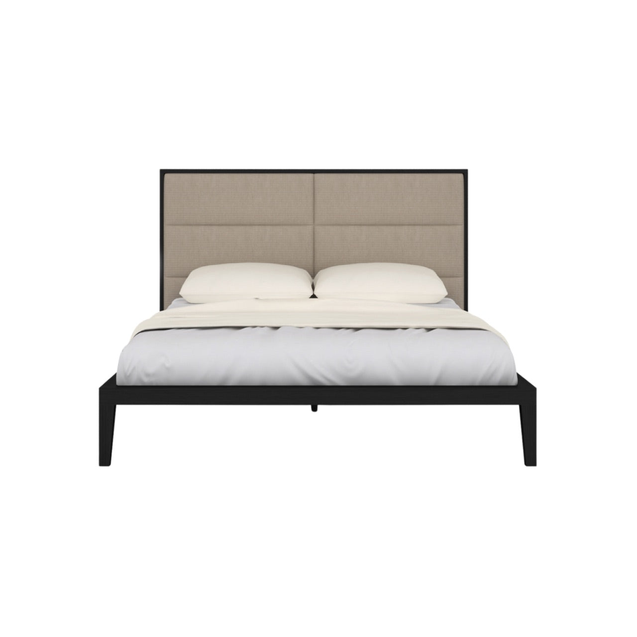 Shop the Orchid King Size Bed Frame with a luxurious headboard with sectional upholstered panels and soft textured fabric. Shop online now at www.nobleandnook.co.uk