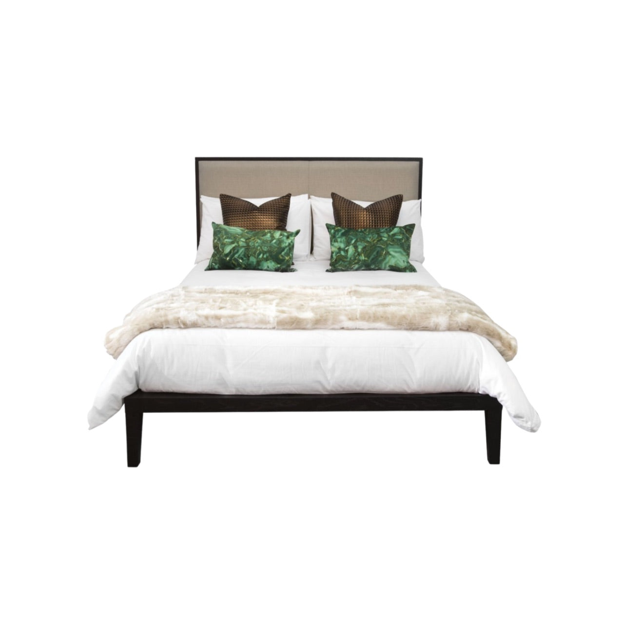 Shop the sleek and elegant design of the Orchid Double Bed, featuring tapered legs and a luxurious headboard with sectional upholstered panels. Shop online now at www.nobleandnook.co.uk