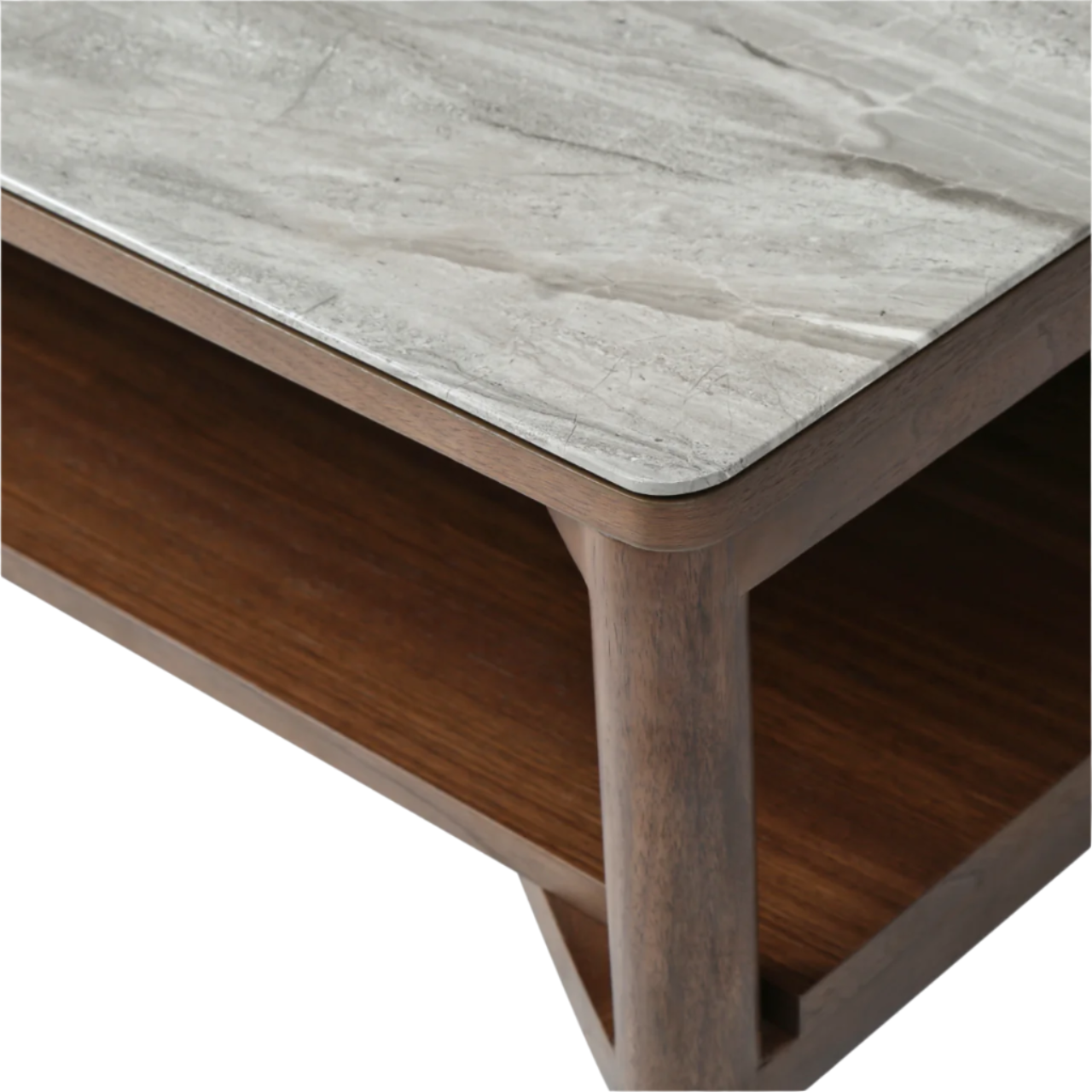 Shop the Willow Coffee Table with walnut finish and marbled glass beige top by Twenty10 Designs. FREE UK MAINLAND DELIVERY. Shop online now at www.nobleandnook.co.uk