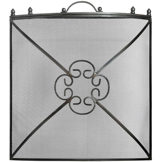 Mesh Fireguard in Antique Pewter Effect Finish – Handcrafted Classic Fireside Screen
