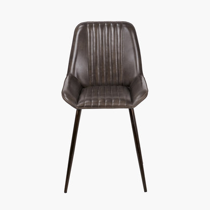 Upholstered in Vintage Dark Brown Leather with ribbed back cushioning. Vintage style and modern functionality. A refined addition to any dining setting or living space. Available today at www.nobleandnook.co.uk