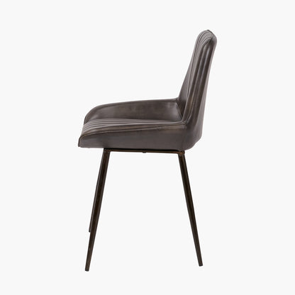 Upholstered in Vintage Dark Brown Leather with ribbed back cushioning. Vintage style and modern functionality. A refined addition to any dining setting or living space. Available today at www.nobleandnook.co.uk