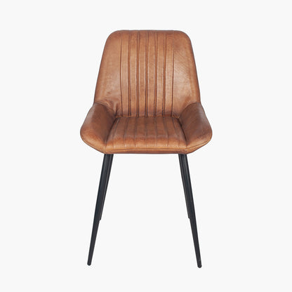 Upholstered in Vintage Brown Leather with ribbed back cushioning. Vintage style and modern functionality. A refined addition to any dining setting or living space. Available today at www.nobleandnook.co.uk