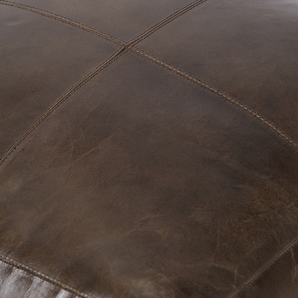 Matteo Peppercorn Leather Square Pouffe – Contemporary Leather Footstool & Occasional Seating