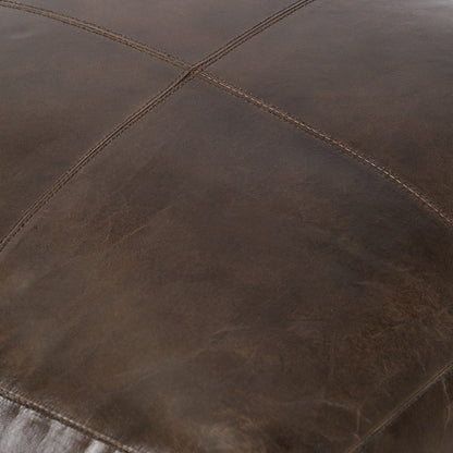 Matteo Peppercorn Leather Square Pouffe – Contemporary Leather Footstool & Occasional Seating