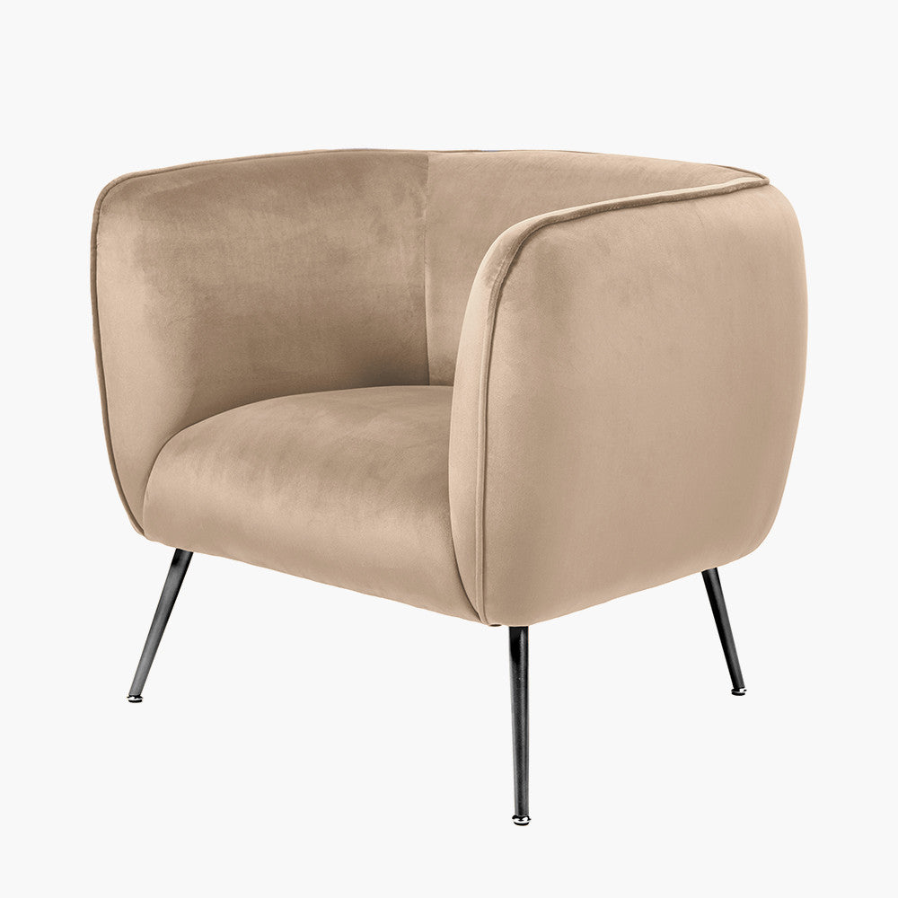 Lucca Biscuit Velvet Armchair with Metal Legs | Accent Chair