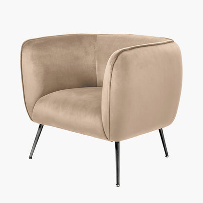Lucca Biscuit Velvet Armchair with Metal Legs | Accent Chair