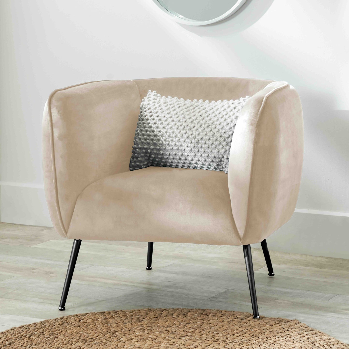 Lucca Biscuit Velvet Armchair with Metal Legs | Accent Chair