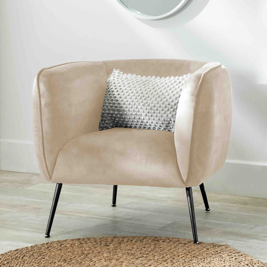 Lucca Biscuit Velvet Armchair with Metal Legs | Accent Chair