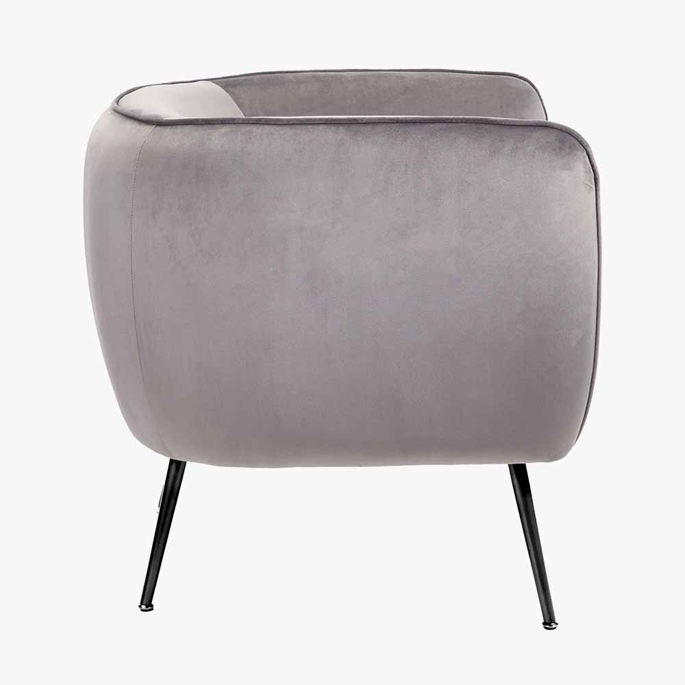 Lucca Dove Grey Velvet and Metal Armchair – Luxury Comfort with Customisable Style