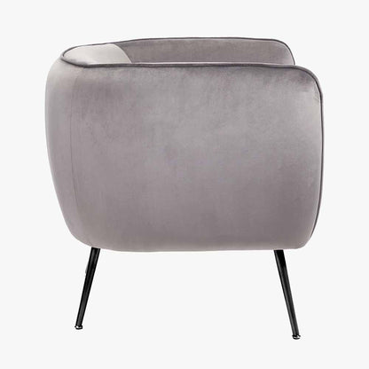 Lucca Dove Grey Velvet and Metal Armchair – Luxury Comfort with Customisable Style
