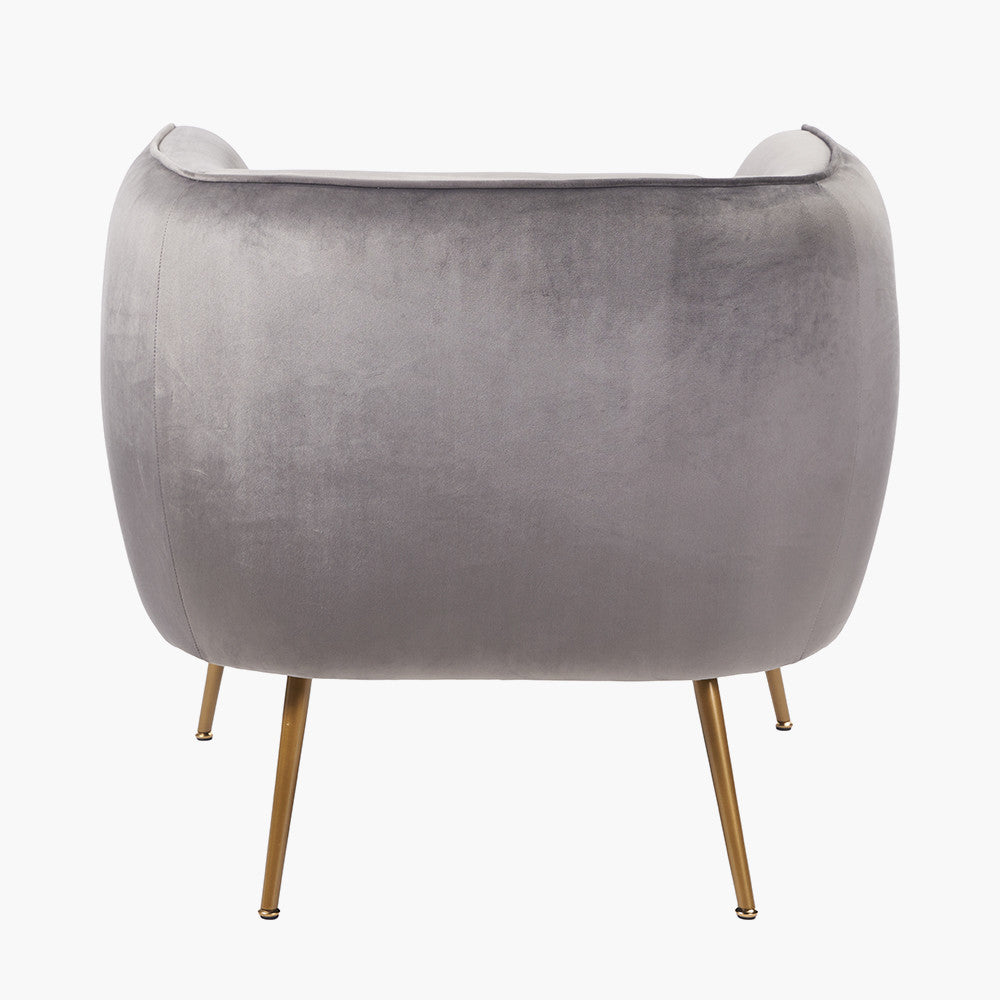 Lucca Dove Grey Velvet and Metal Armchair – Luxury Comfort with Customisable Style
