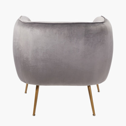 Lucca Dove Grey Velvet and Metal Armchair – Luxury Comfort with Customisable Style