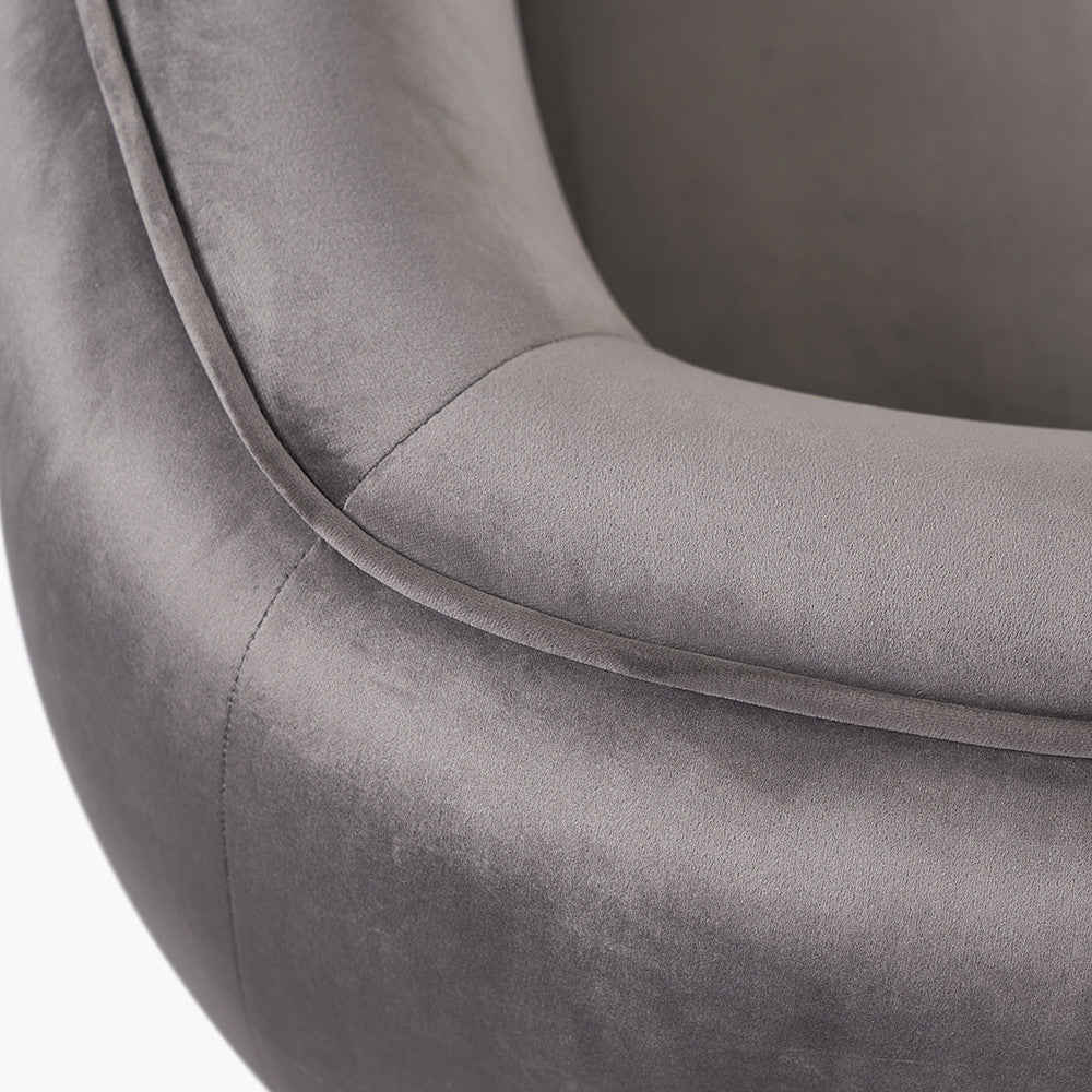 Lucca Dove Grey Velvet and Metal Armchair – Luxury Comfort with Customisable Style