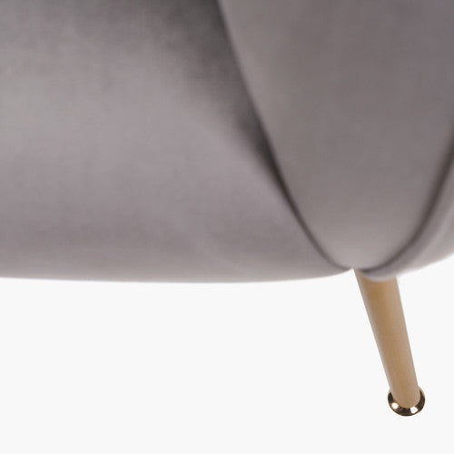 Lucca Dove Grey Velvet and Metal Armchair – Luxury Comfort with Customisable Style