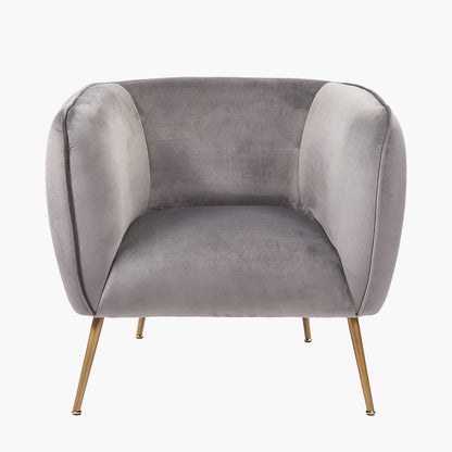 Lucca Dove Grey Velvet and Metal Armchair – Luxury Comfort with Customisable Style