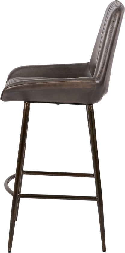 Angelo Peppercorn Leather and Bronze Metal Retro Bar Stool
