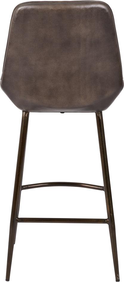 Angelo Peppercorn Leather and Bronze Metal Retro Bar Stool