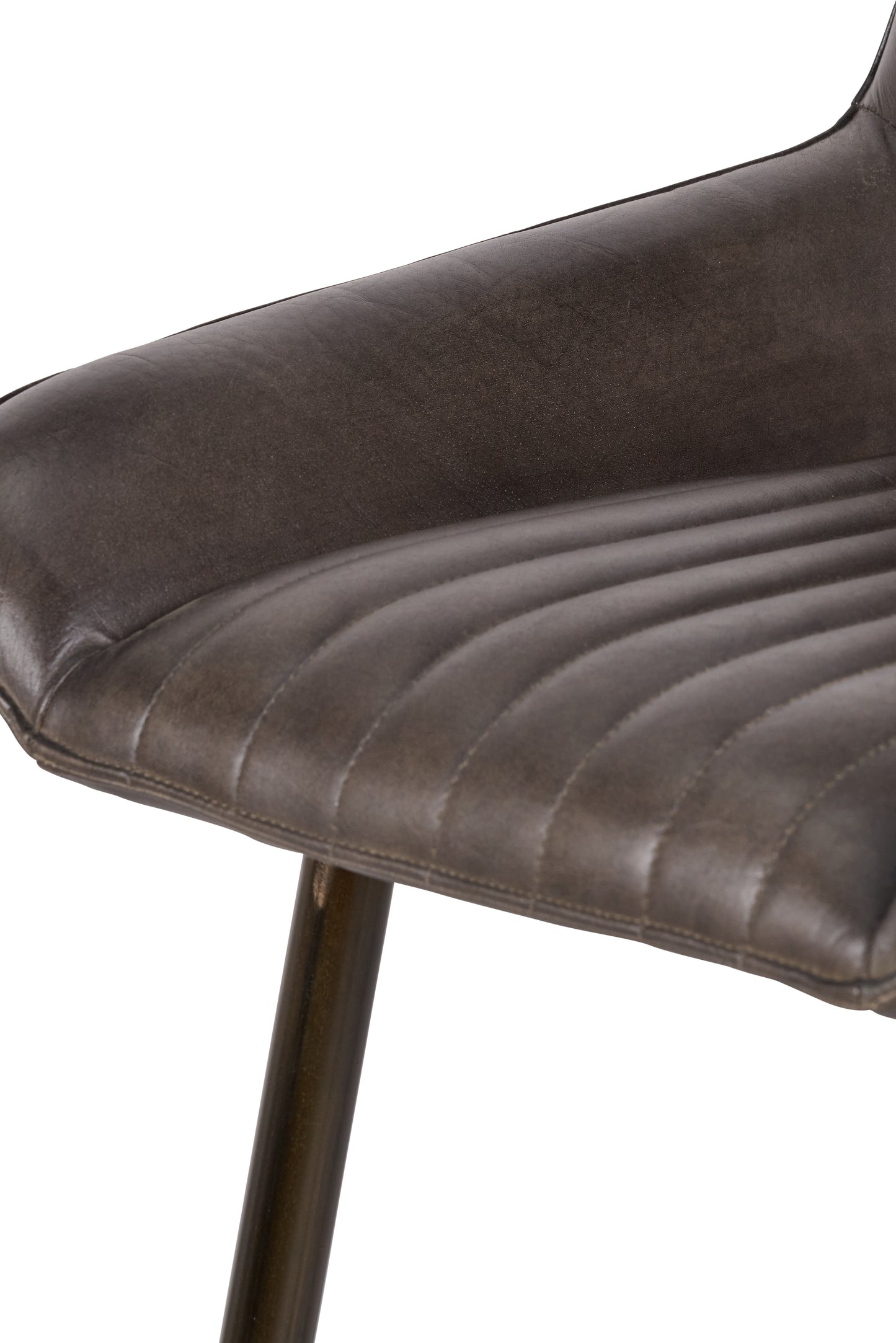 Angelo Peppercorn Leather and Bronze Metal Retro Bar Stool