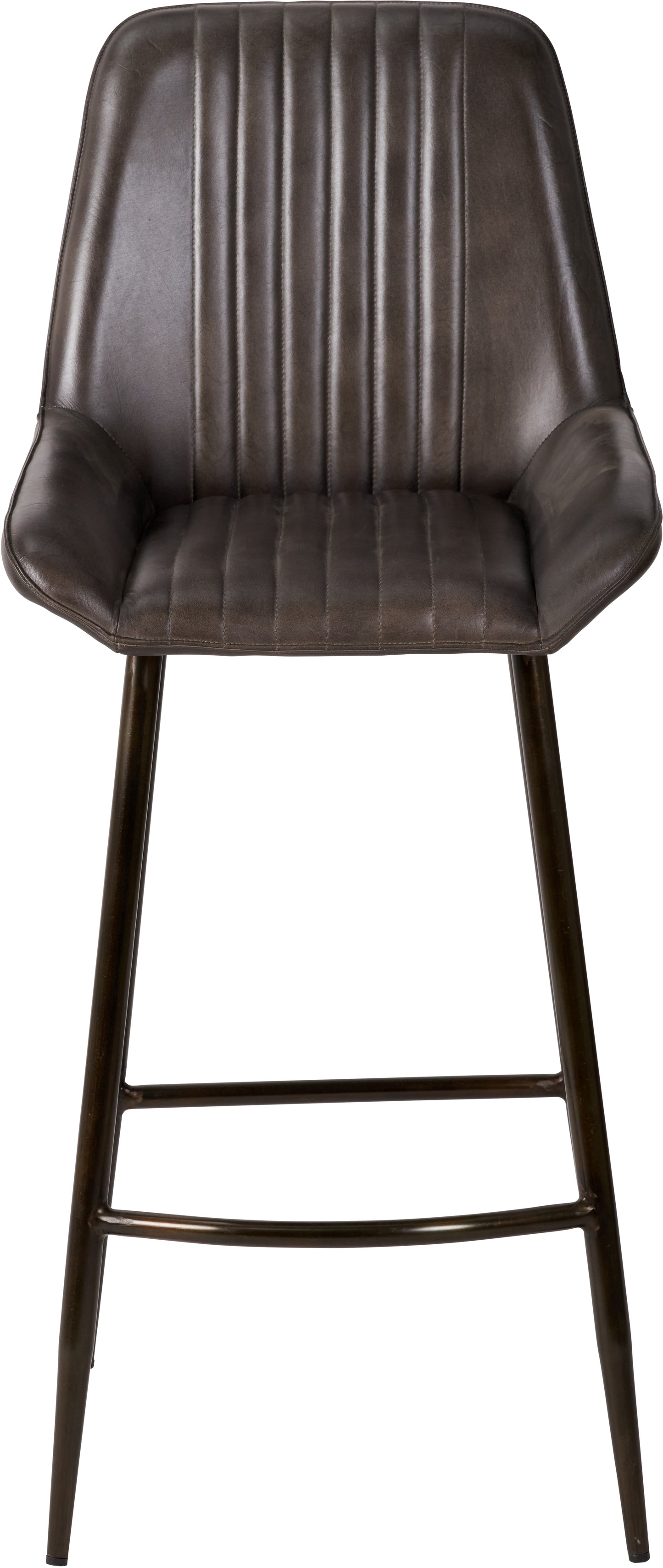 Angelo Peppercorn Leather and Bronze Metal Retro Bar Stool