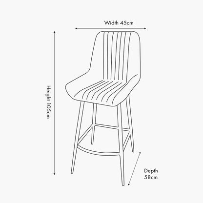 Upholstered in deep peppercorn-toned leather with ribbed cushioning and bronze metal frame, this handcrafted bar stool offers both comfort and visual impact. Shop online today at www.nobleandnook.co.uk