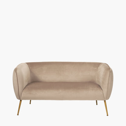 Lucca Biscuit Velvet Sofa with Metal Legs | Compact Velvet Sofa