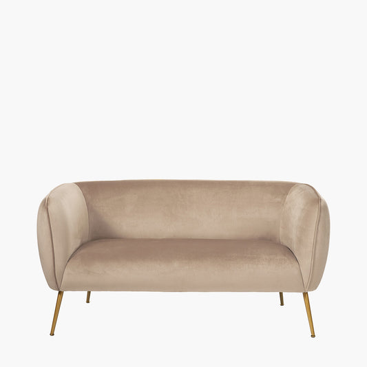 Lucca Biscuit Velvet Sofa with Metal Legs | Compact Velvet Sofa