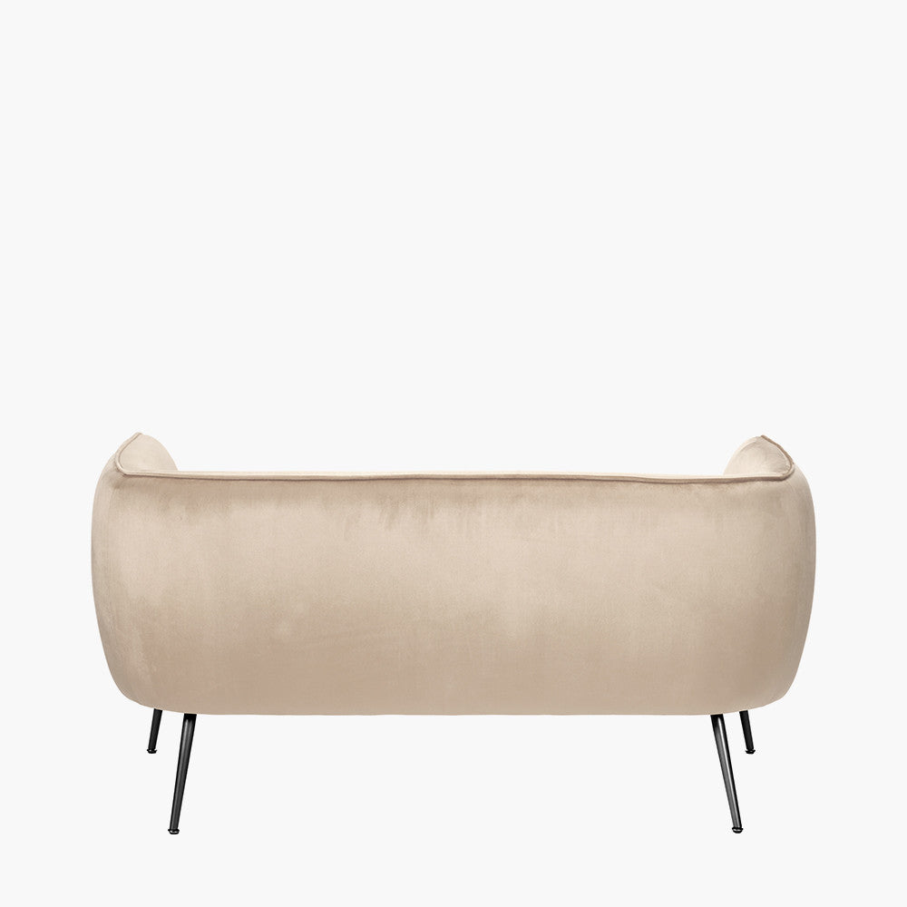 Lucca Biscuit Velvet Sofa with Metal Legs | Compact Velvet Sofa