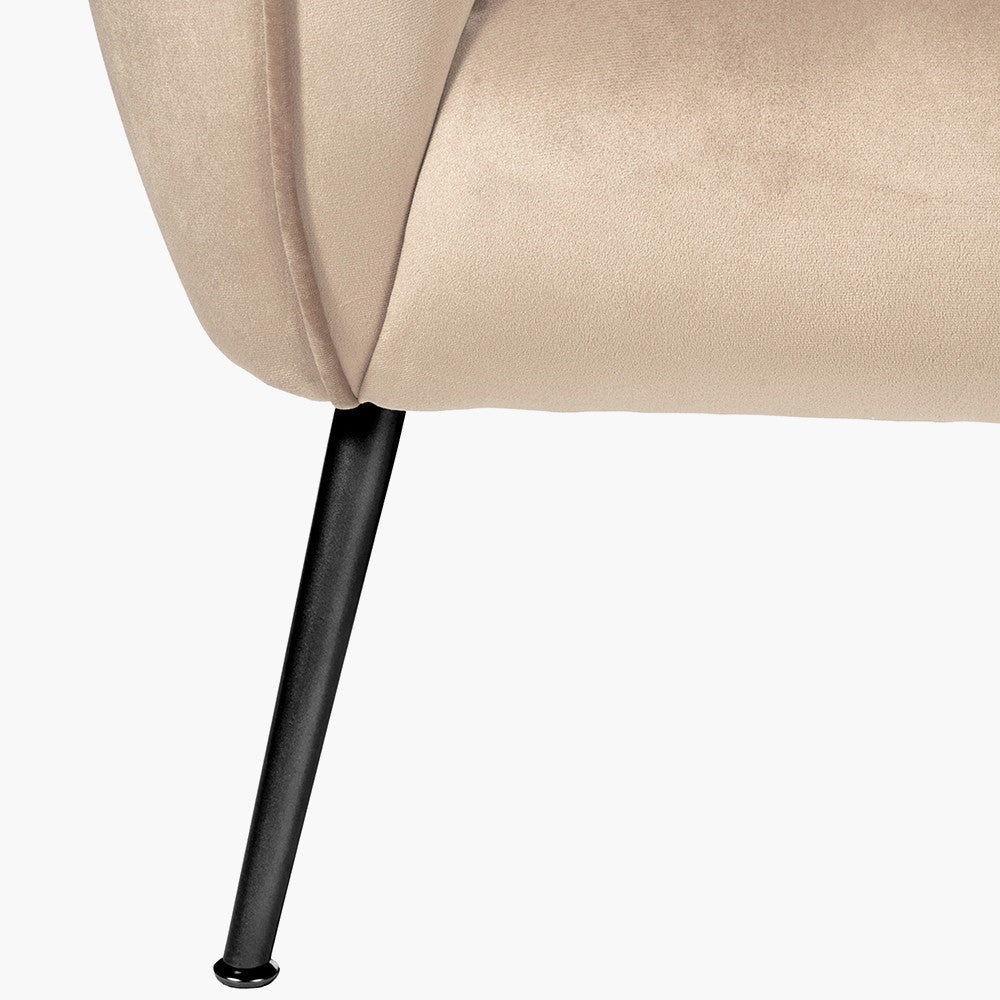 Lucca Biscuit Velvet Sofa with Metal Legs | Compact Velvet Sofa