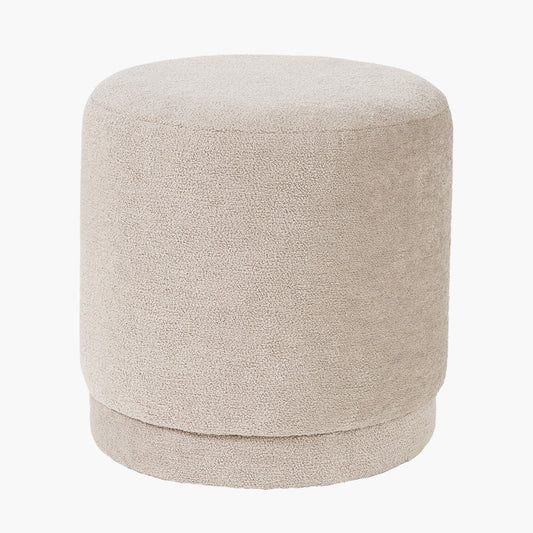 Sassari Taupe Teddy Fabric Cylinder Pouffe – Soft Texture and Modern Comfort