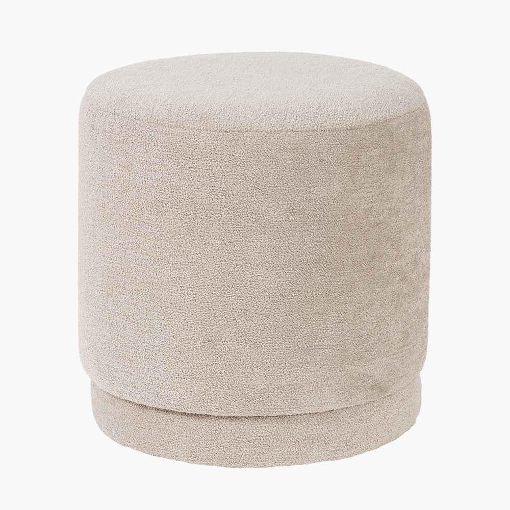 Sassari Taupe Teddy Fabric Cylinder Pouffe – Soft Texture and Modern Comfort
