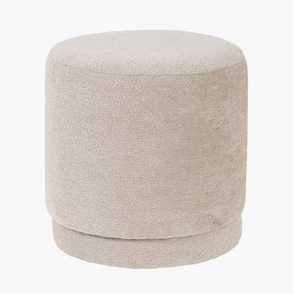 Sassari Taupe Teddy Fabric Cylinder Pouffe – Soft Texture and Modern Comfort