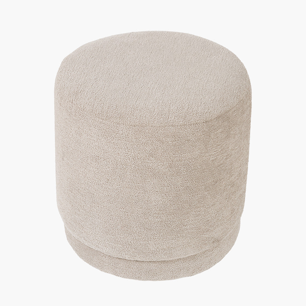 Sassari Taupe Teddy Fabric Cylinder Pouffe – Soft Texture and Modern Comfort