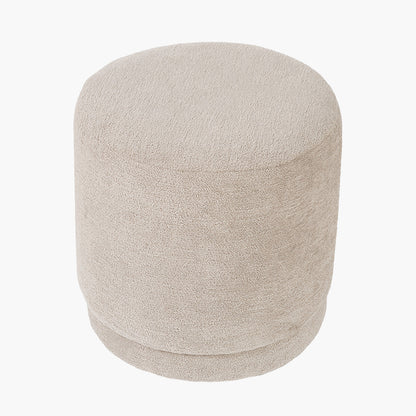 Sassari Taupe Teddy Fabric Cylinder Pouffe – Soft Texture and Modern Comfort