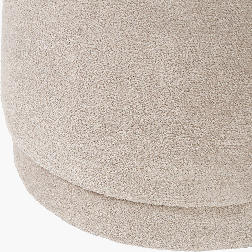 Sassari Taupe Teddy Fabric Cylinder Pouffe – Soft Texture and Modern Comfort