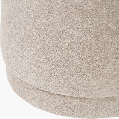 Sassari Taupe Teddy Fabric Cylinder Pouffe – Soft Texture and Modern Comfort