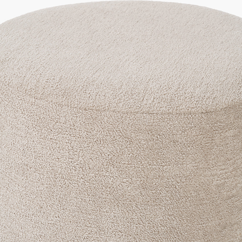 Sassari Taupe Teddy Fabric Cylinder Pouffe – Soft Texture and Modern Comfort