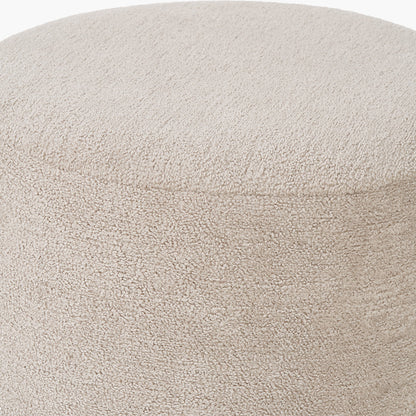 Sassari Taupe Teddy Fabric Cylinder Pouffe – Soft Texture and Modern Comfort