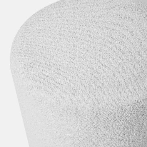 Sassari White Bouclé Fabric Cylinder Pouffe