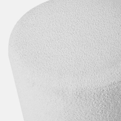 Sassari White Bouclé Fabric Cylinder Pouffe
