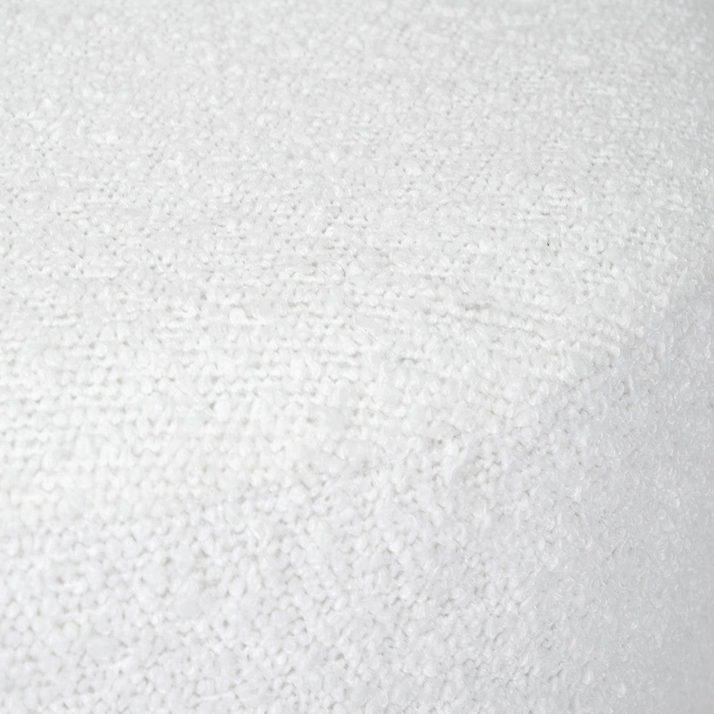 Sassari White Bouclé Fabric Cylinder Pouffe