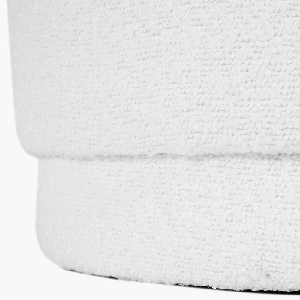 Sassari White Bouclé Fabric Cylinder Pouffe