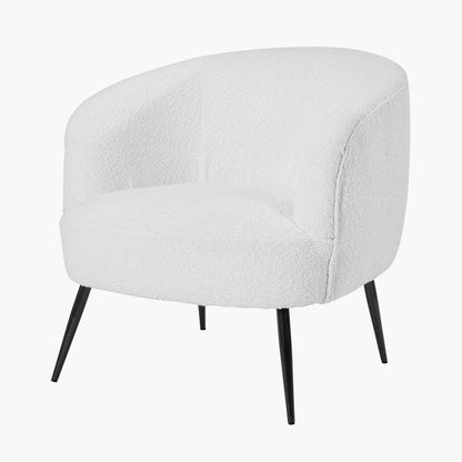 Siena White Bouclé Tub Chair with Black Legs | Accent Chair