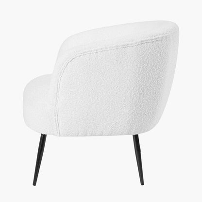 Siena White Bouclé Tub Chair with Black Legs | Accent Chair