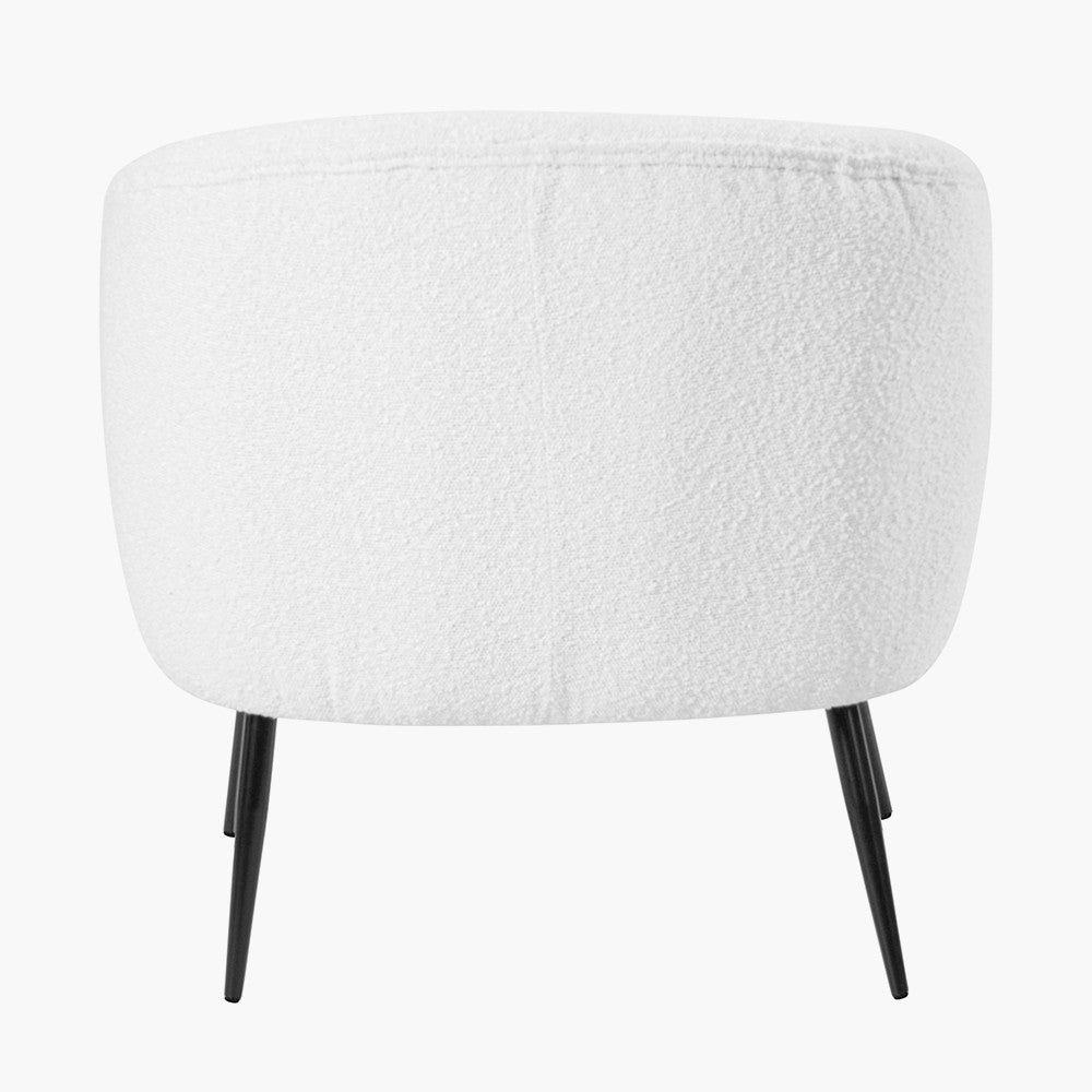 Siena White Bouclé Tub Chair with Black Legs | Accent Chair