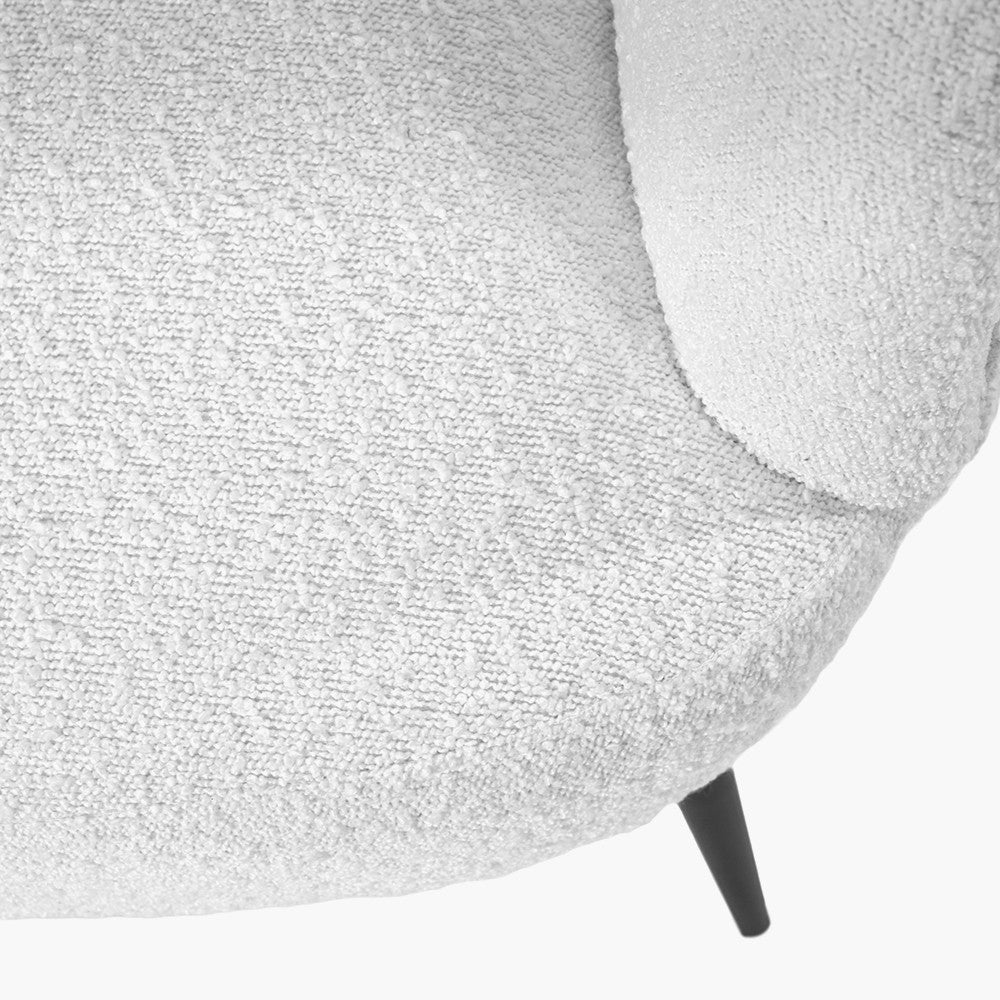 Siena White Bouclé Tub Chair with Black Legs | Accent Chair