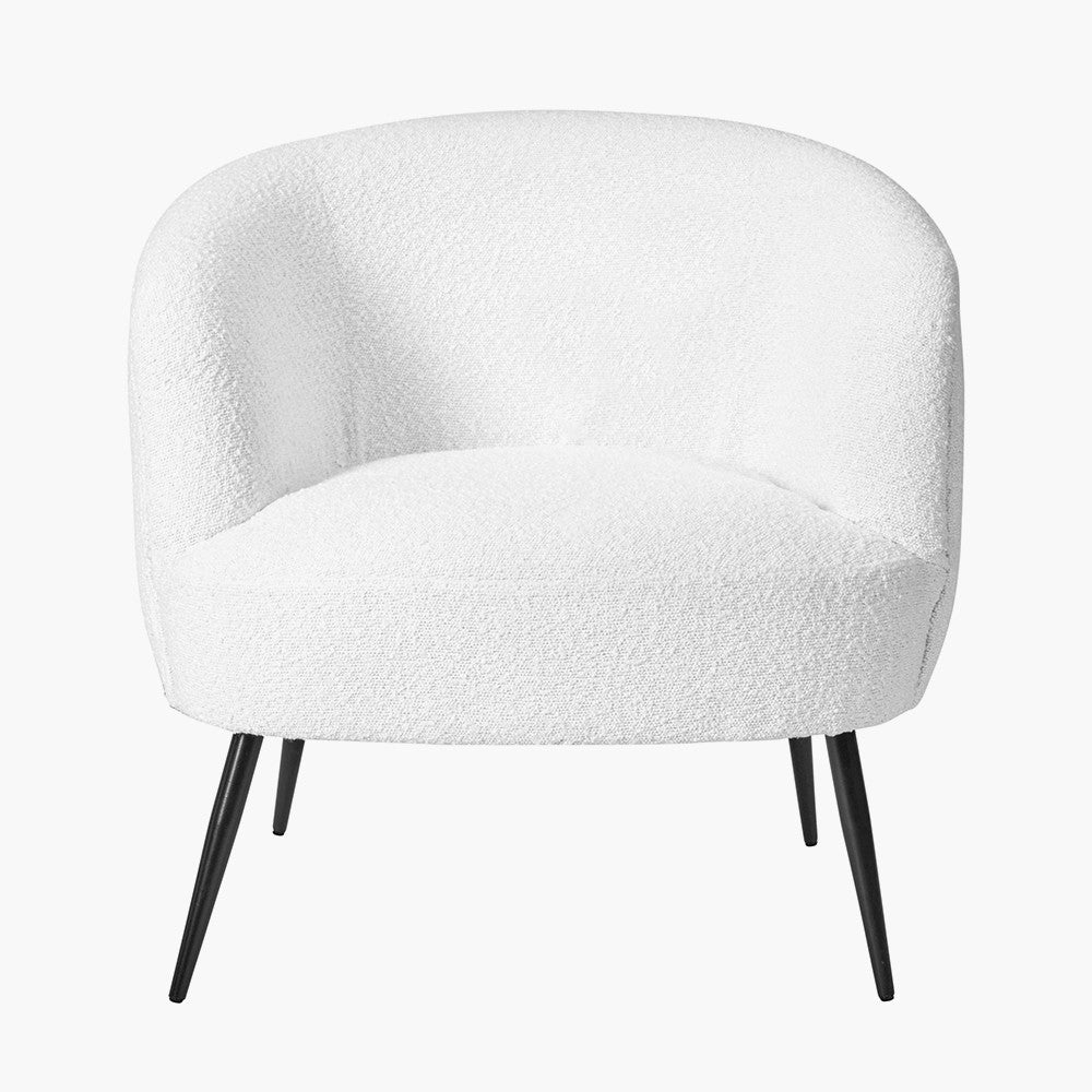 Siena White Bouclé Tub Chair with Black Legs | Accent Chair