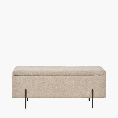 Catania Taupe Teddy Storage Bench with Black Metal Legs